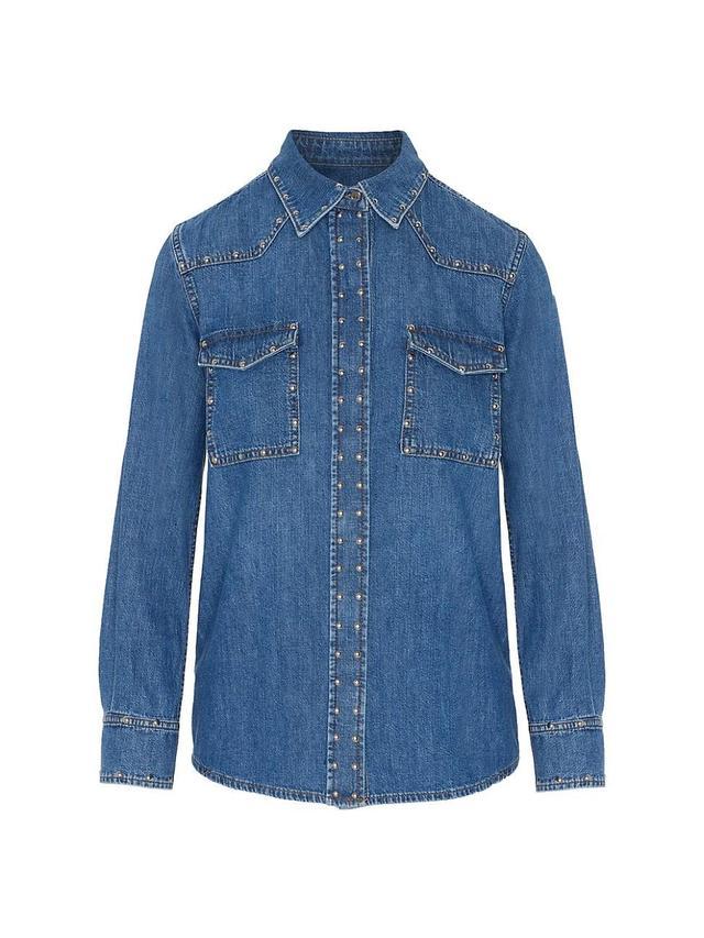 Womens Emilia Stud-Embellished Denim Shirt Product Image