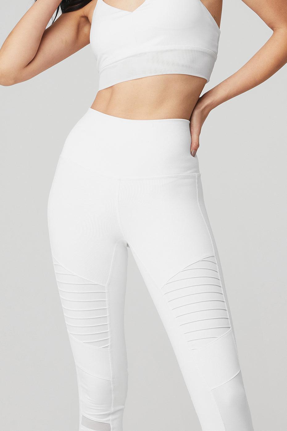 High-Waist Moto Legging - White/White Glossy Female Product Image