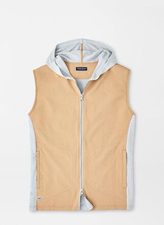 Peter Millar Mens Solstice Performance Hybrid Full-Zip Hoodie Vest | Color: Summer Dunes | Size: XXL Product Image