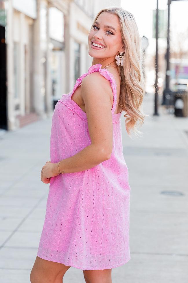 Always On My Mind Pink Eyelet Mini Dress Product Image