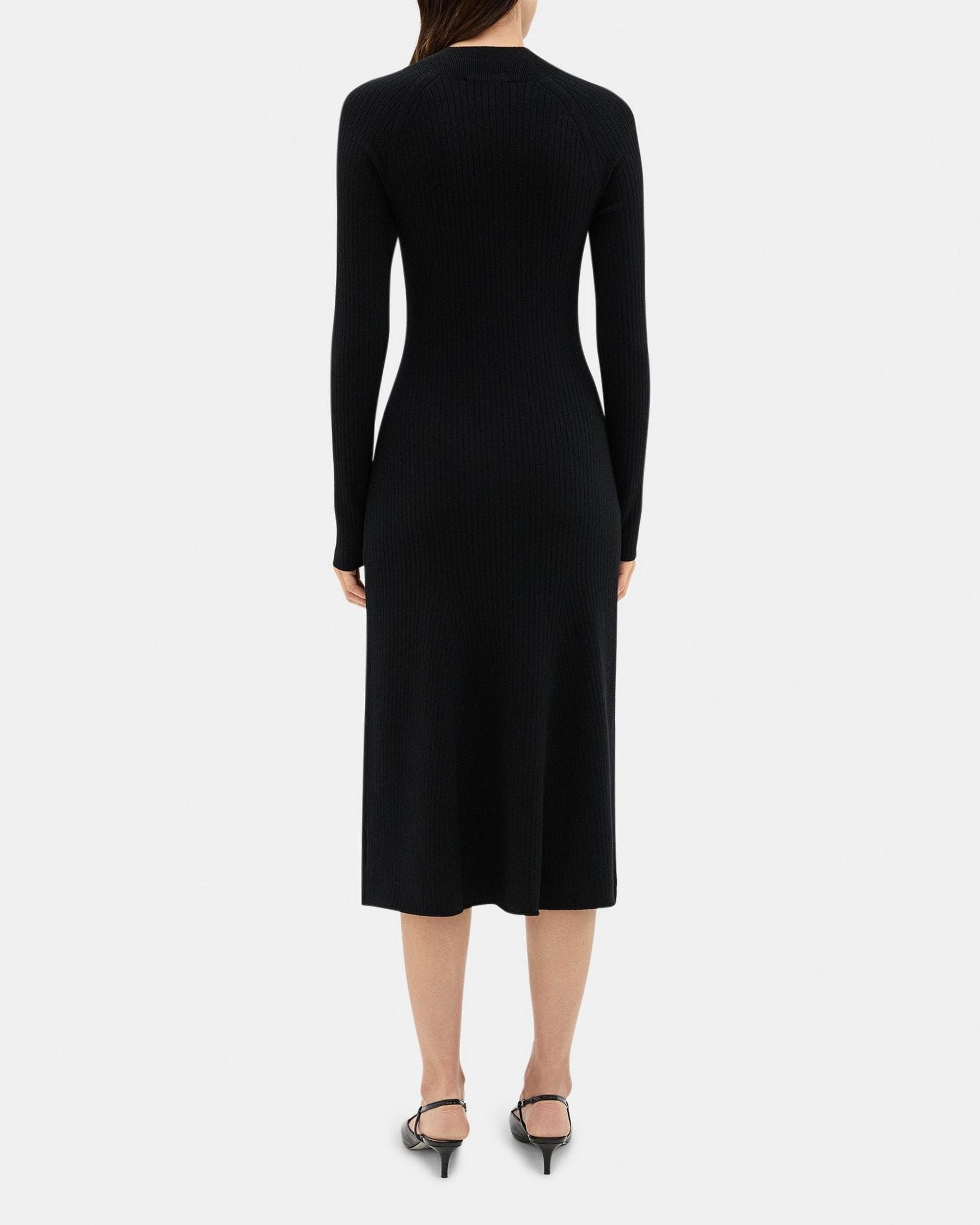 Long-Sleeve Flare Dress in Fine Merino Wool Product Image