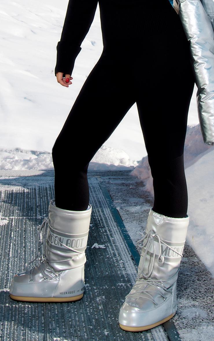 PRETTYLITTLETHING Black Ribbed Ski Knitted Base Layer Leggings Product Image