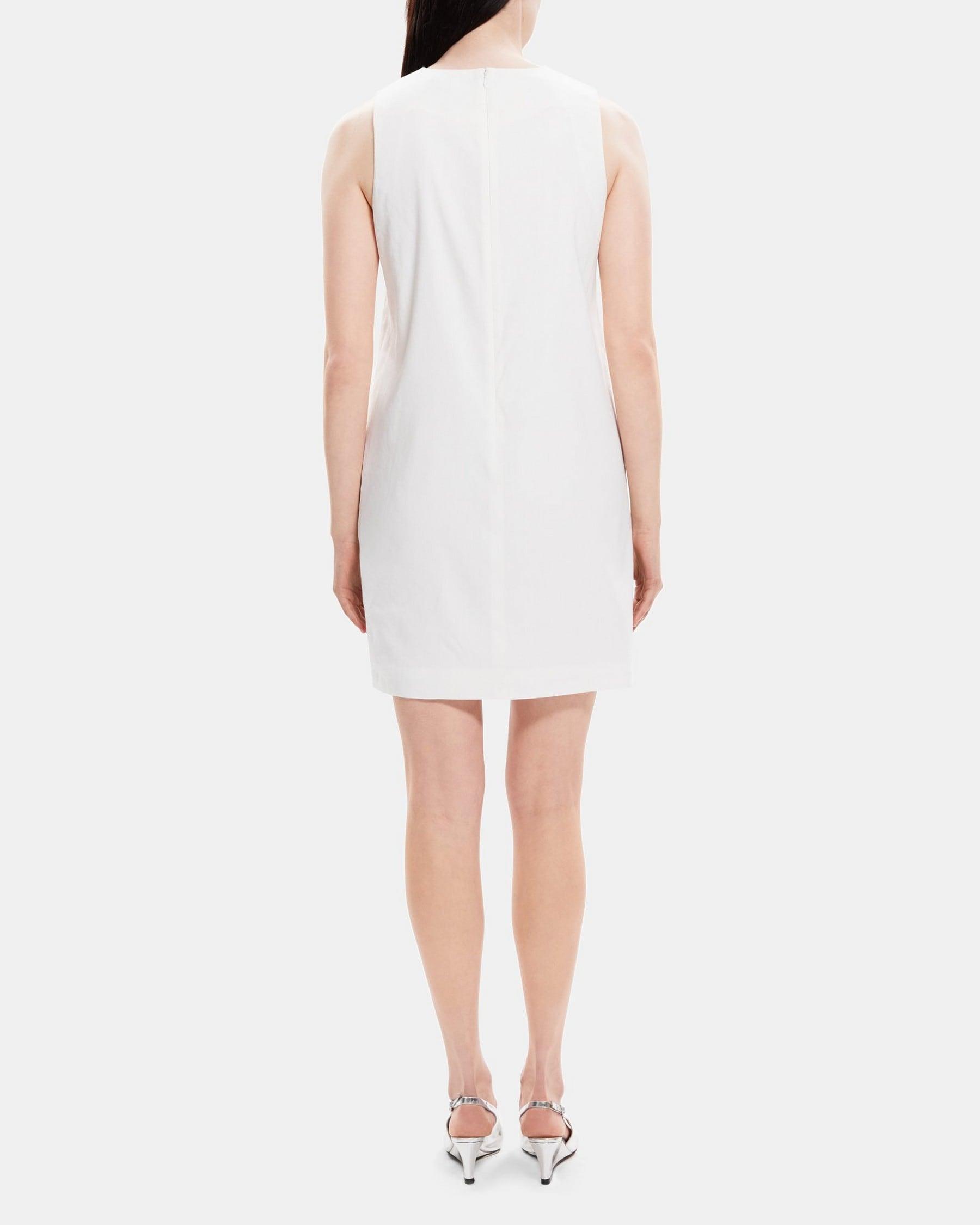 Slit Shift Dress in Linen-Blend Product Image