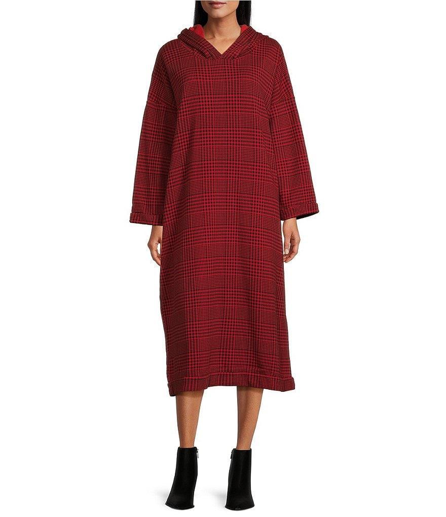 Bryn Walker Franklin Plaid Print Bamboo Fleece Hooded Long Sleeve Dress product image