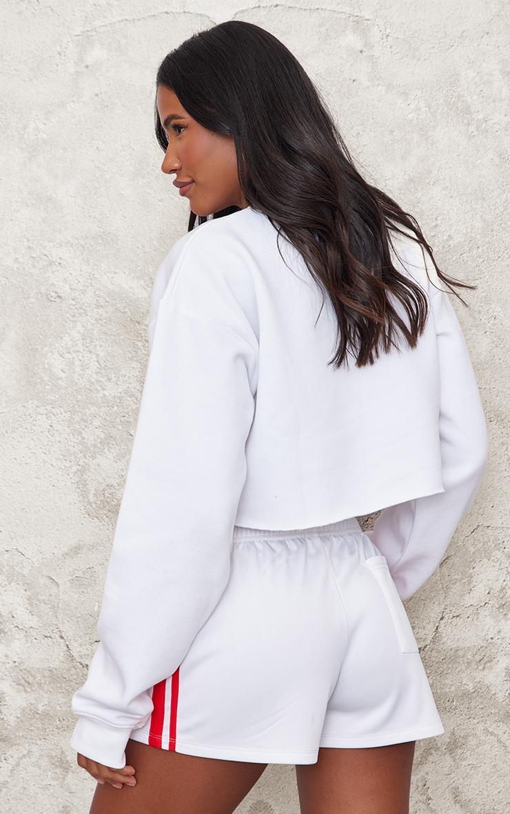 White Crop Oversized Fit Sweatshirt Product Image