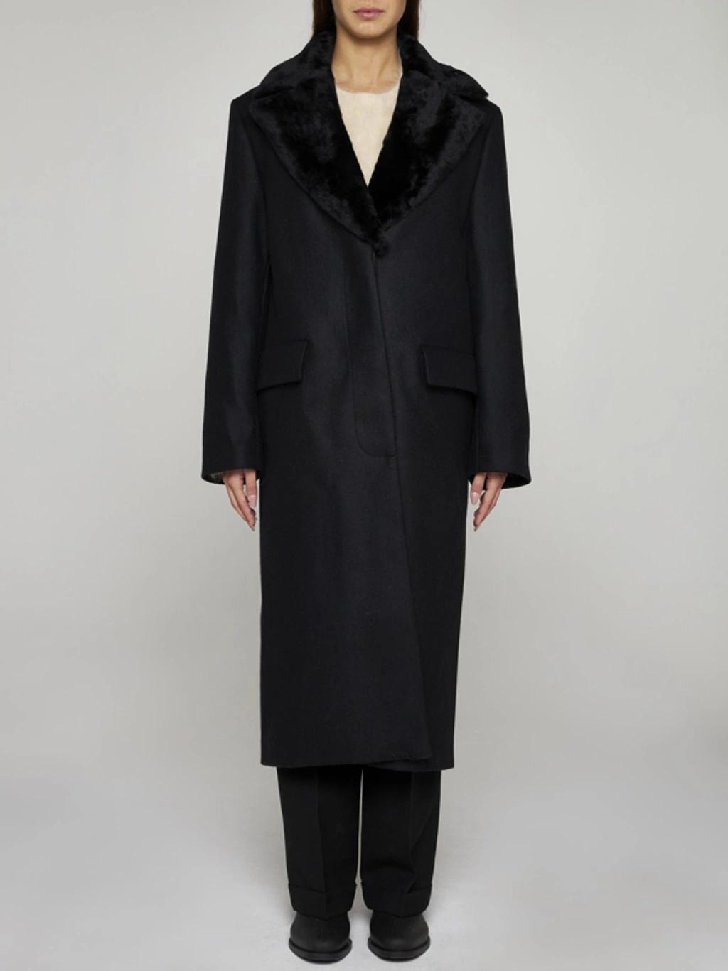 Oversized Wool-blend Coat In Black Product Image