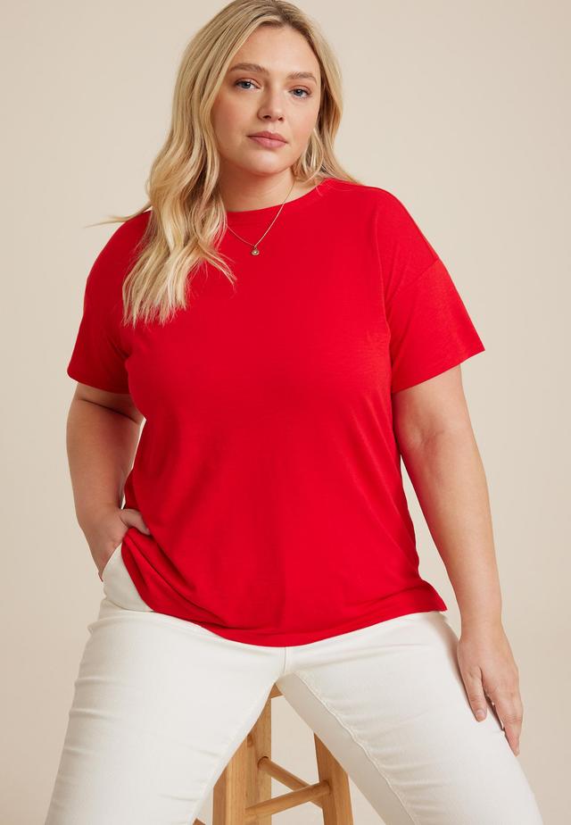 Maurices 3X Plus Size Womens 24/7 Dawson Crew Neck Tee Red Product Image