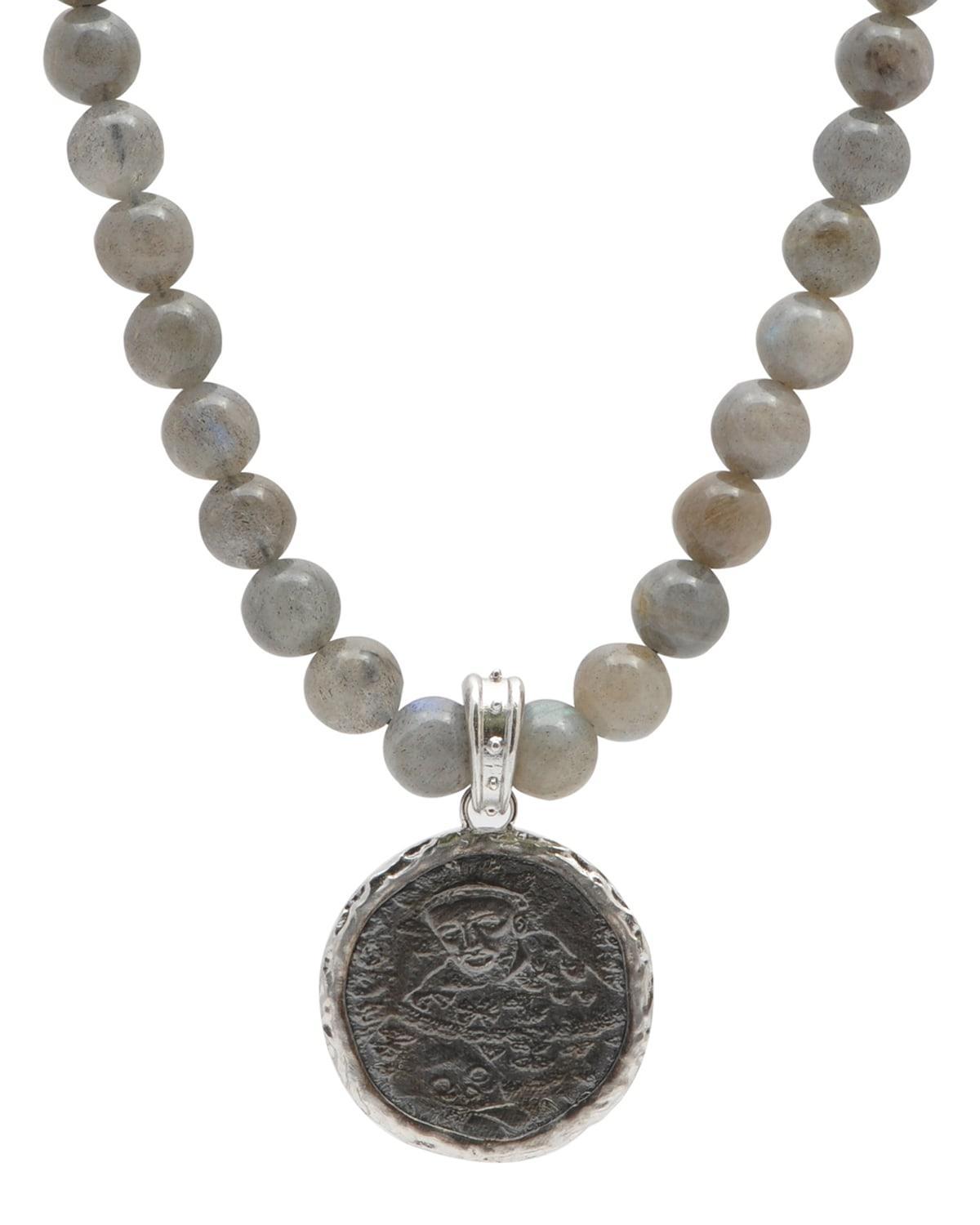 Armenta Mens Romero Monk Medallion Labradorite Beaded Necklace Product Image