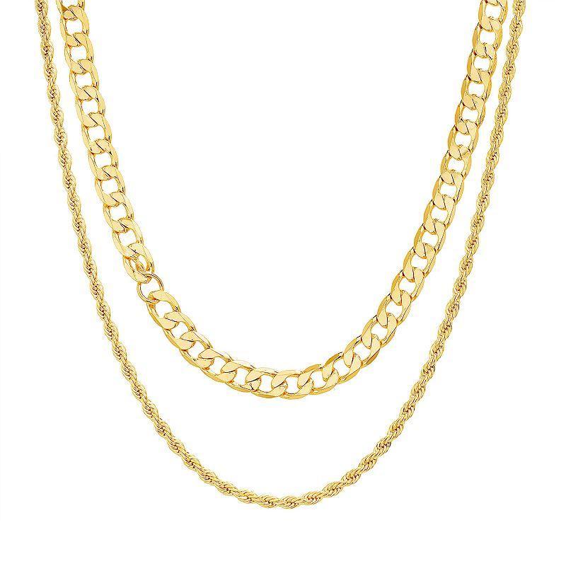 Paige Harper 14k Gold Plated Layered Curb & Rope Chain Necklace, Womens Gold Tone Product Image