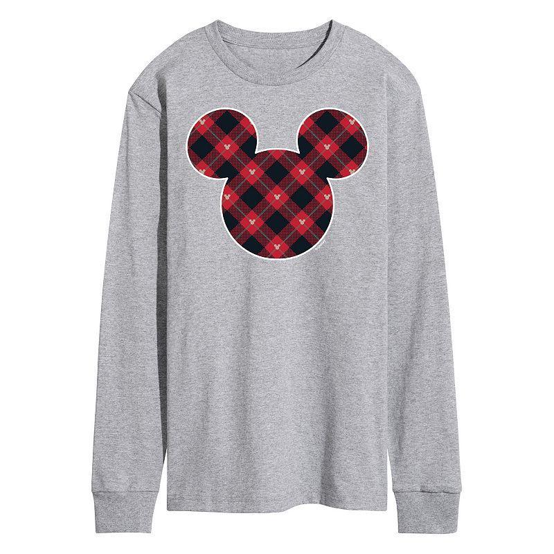 Disneys Mens Mickey Mouse Silhouette Plaid Fill Med Blue Product Image