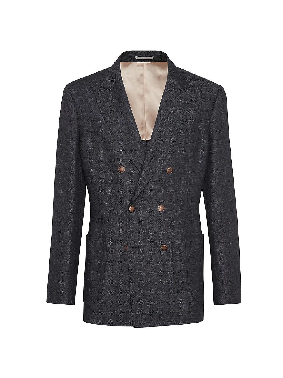 Mens Denim Effect Linen One And A Half Breasted Blazer product image