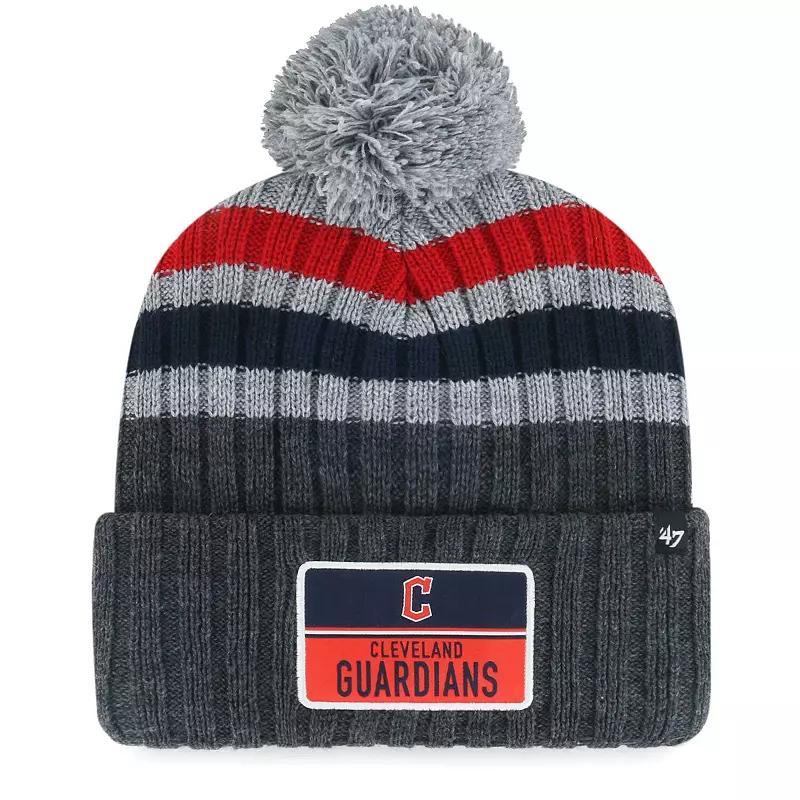 Mens 47 Brand Gray Cleveland Guardians Stack Cuffed Knit Hat with Pom Product Image