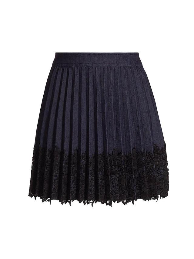 Womens Laney Lace Pleated Denim Skirt Product Image