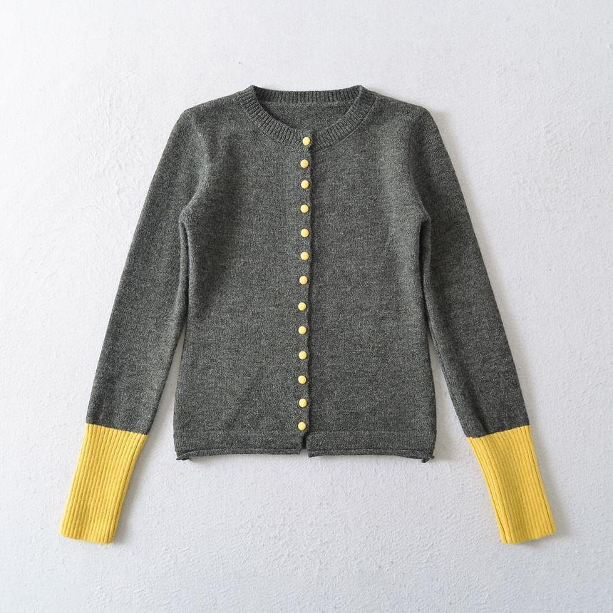 Round Neck Two Tone Cardigan Product Image