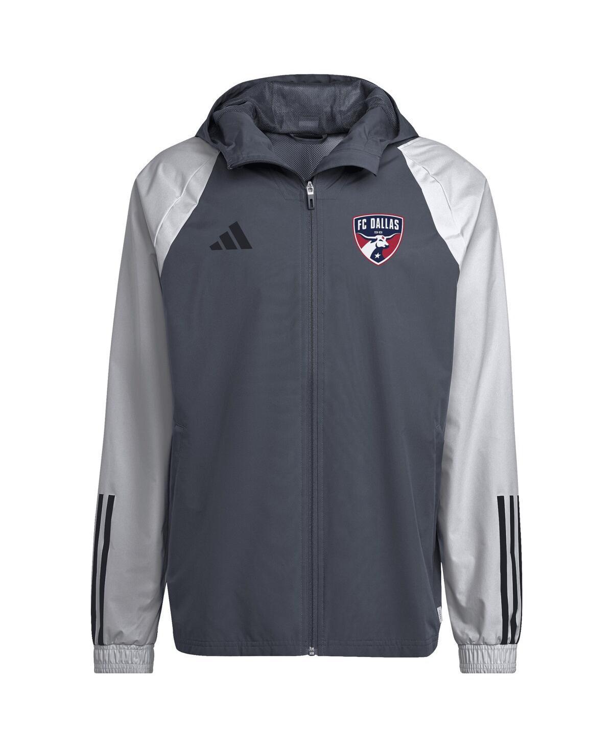 Mens adidas Charcoal FC Dallas All-Weather Raglan Hoodie Full-Zip Jacket Product Image