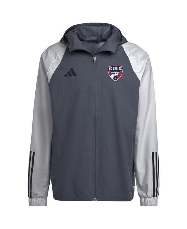 Mens adidas Charcoal FC Dallas All-Weather Raglan Hoodie Full-Zip Jacket Product Image