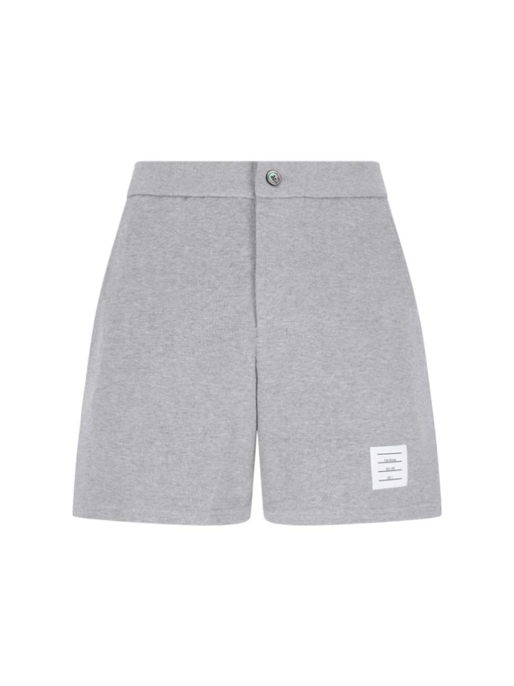 Logo-patch Cotton Shorts In Gray Product Image