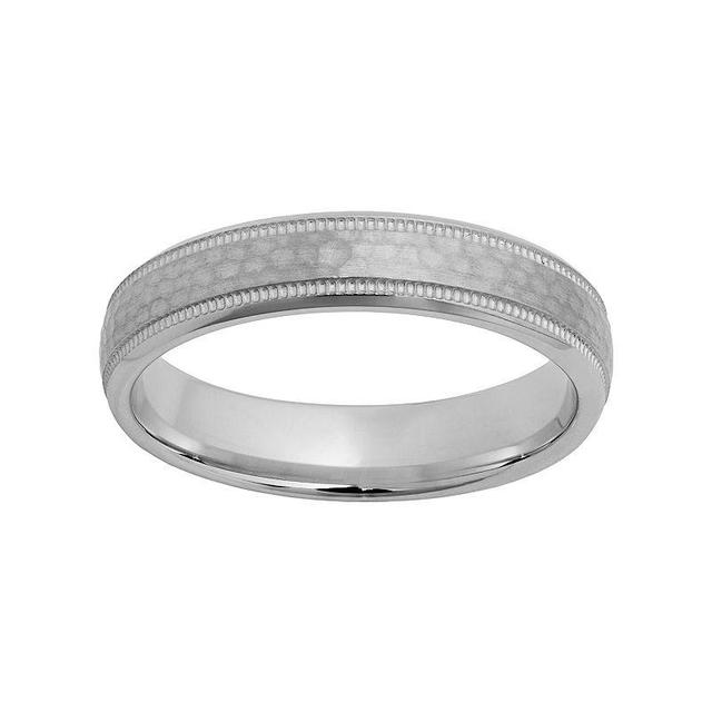 Sterling Silver Hammered Wedding Ring, Mens Grey Product Image