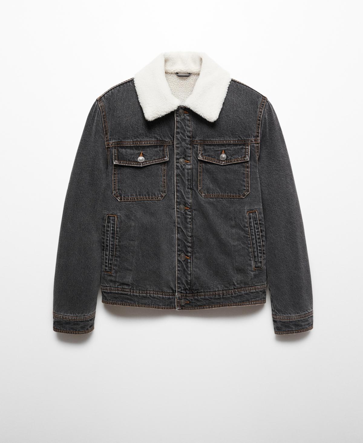 MANGO MAN - Shearling denim jacket open greyMen Product Image