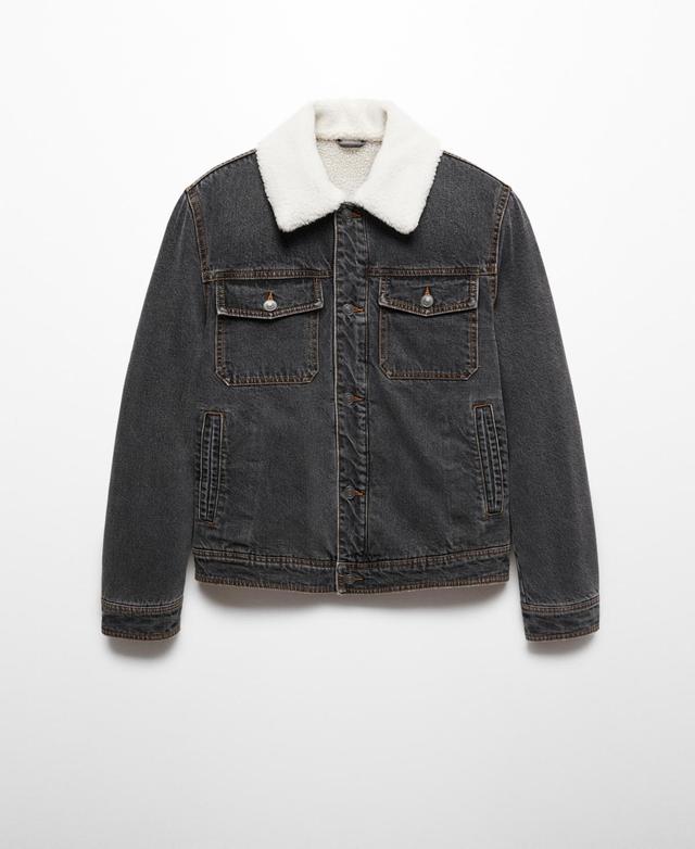 MANGO MAN - Shearling denim jacket open greyMen Product Image