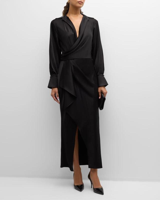 Talita Drape-Front Midi Dress Product Image