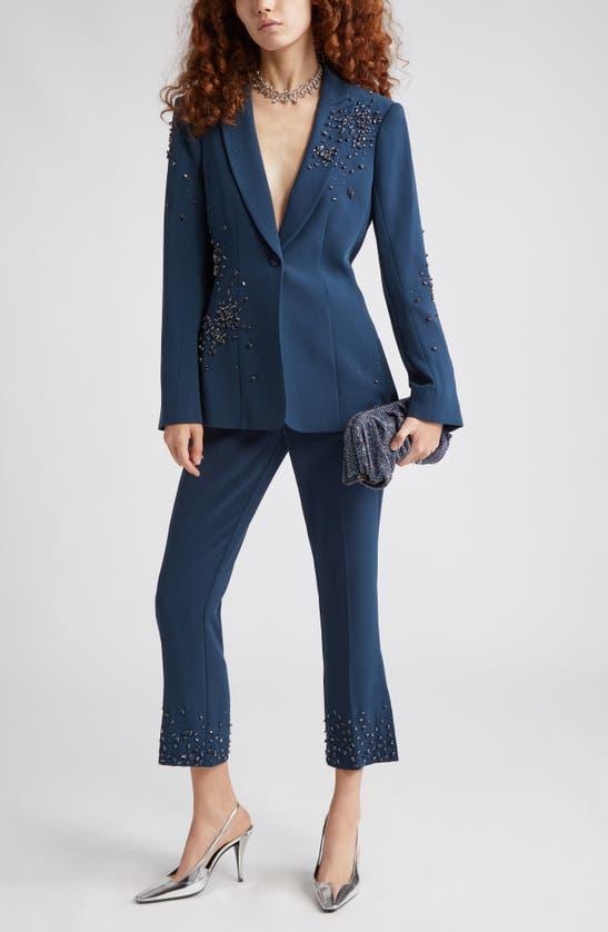 Rhinestone Crackle Embellished Cheyenne Blazer In Peacock Blue Product Image