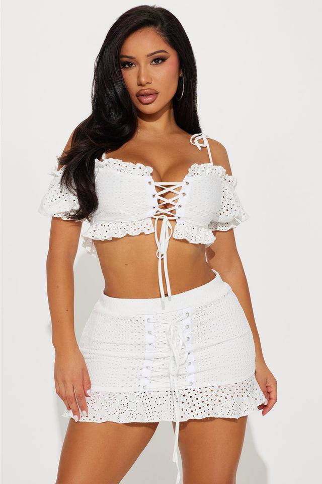 Amania Eyelet Skirt Set - White Product Image