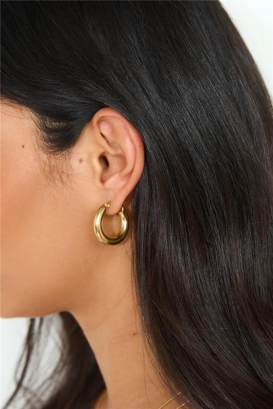 18k Gold Plated Power To Her Hoop Earrings Gold Product Image