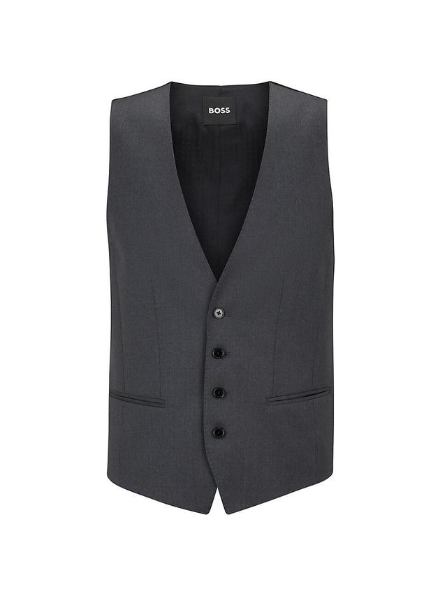 Boss Men's Single-breasted Waistcoat In Black Product Image