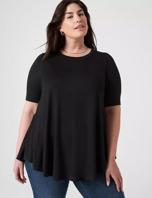 Lane Bryant Perfect Sleeve Crew-Neck Extreme Swing Tunic 22/24 Black Product Image