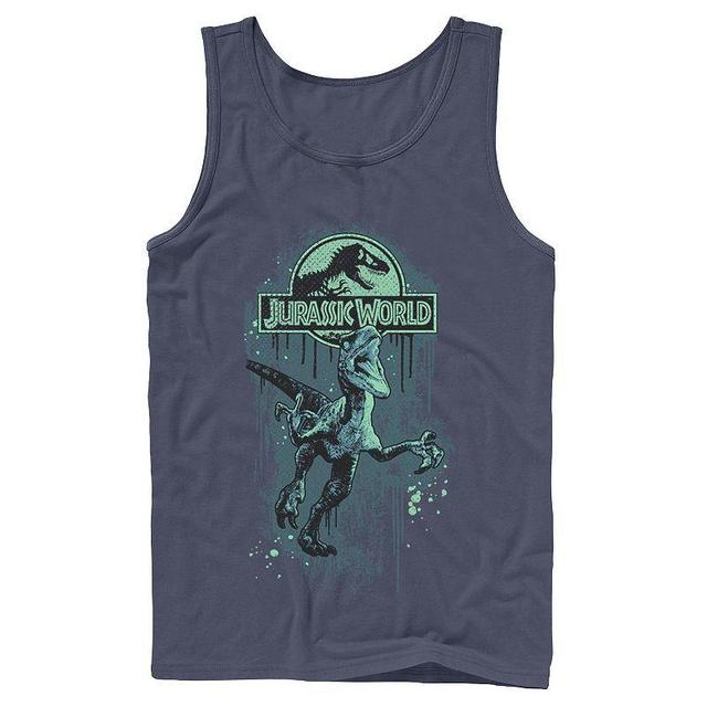 Mens Jurassic World Raptor Paint Splatter Title Logo Graphic Tank Top Product Image