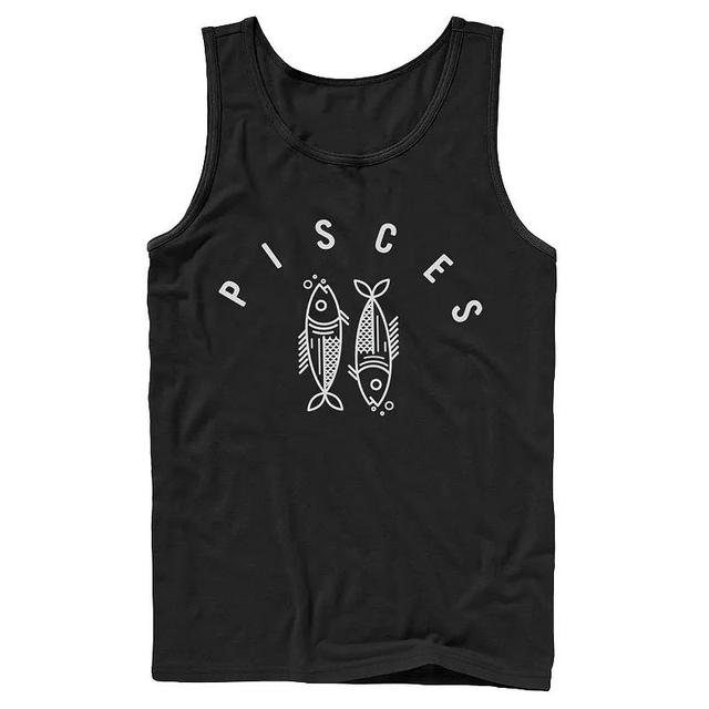 Mens Pisces Fish White Ink Sketch Tank Top Product Image