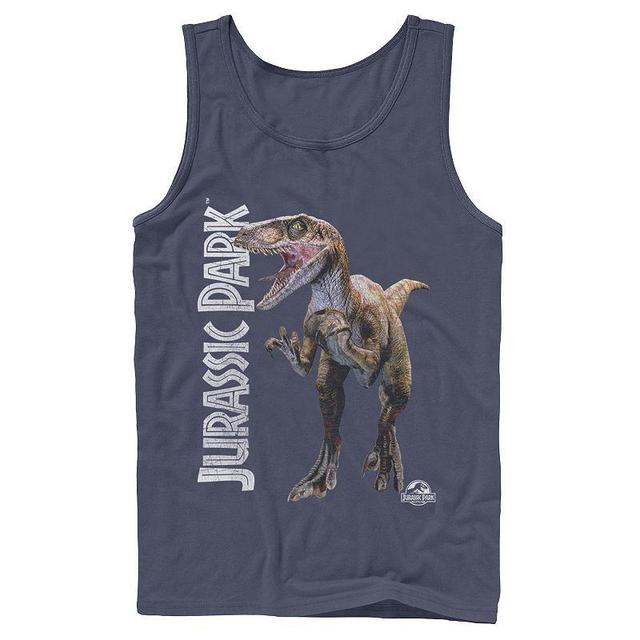 Mens Jurassic Park Velociraptor Full Body Tank Top Grey Product Image