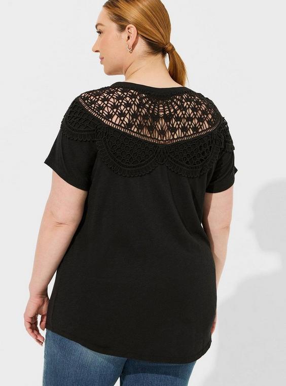 Cotton Modal Lace Back Raglan Top Product Image