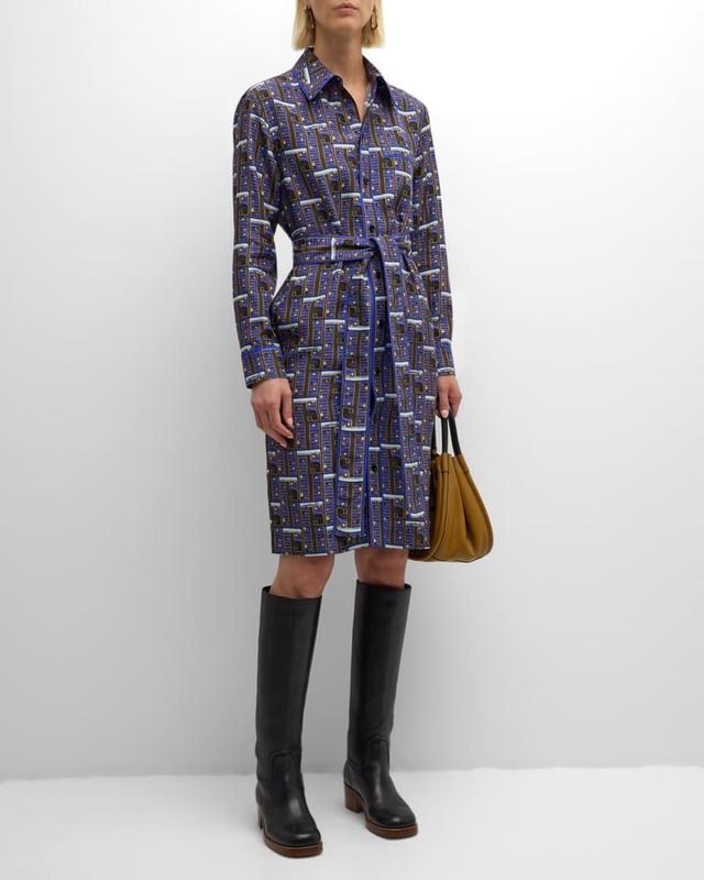 Casual Printed Shirtdress with Tie Belt Product Image