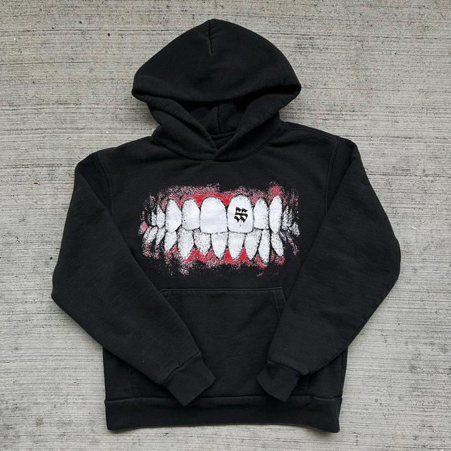 Fashion Teeth Print Graphics Cotton Pocket Hoodie Product Image