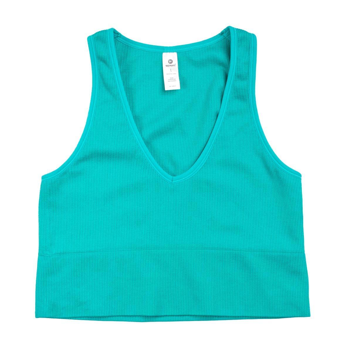 90 Degree By Reflex Women's Seamless V-Neck Cropped Ribbed Tank Top Product Image