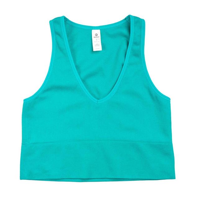 90 Degree By Reflex Women's Seamless V-Neck Cropped Ribbed Tank Top Product Image