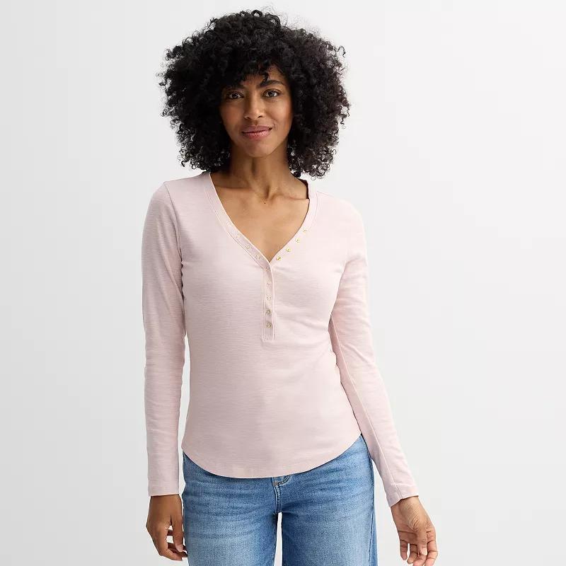 Womens Sonoma Goods For Life Snap V-Neck Henley Long Sleeve Top product image