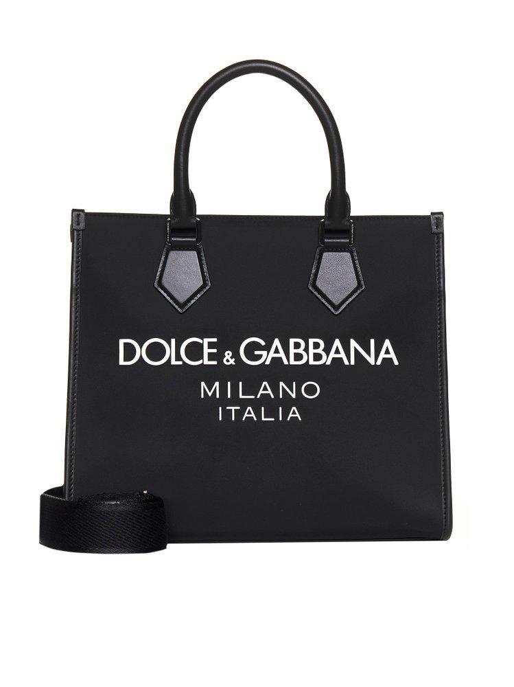 Logo Canvas Shopping Bag In Black Product Image