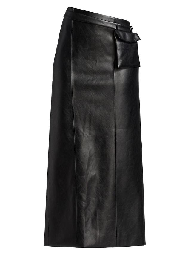 Womens Atyri Belted Faux Leather Midi-Skirt Product Image