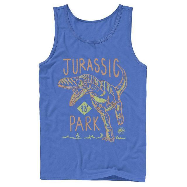 Mens Jurassic Park 93 Raptor Color Pencil Doodle Graphic Tank Top Product Image