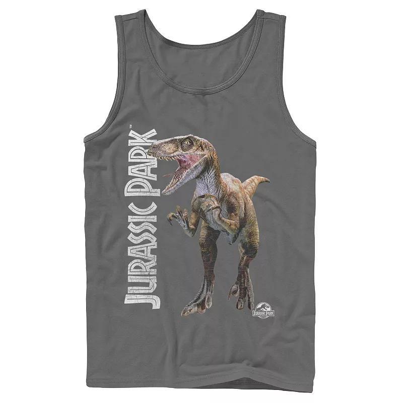 Mens Jurassic Park Velociraptor Full Body Tank Top Grey Product Image