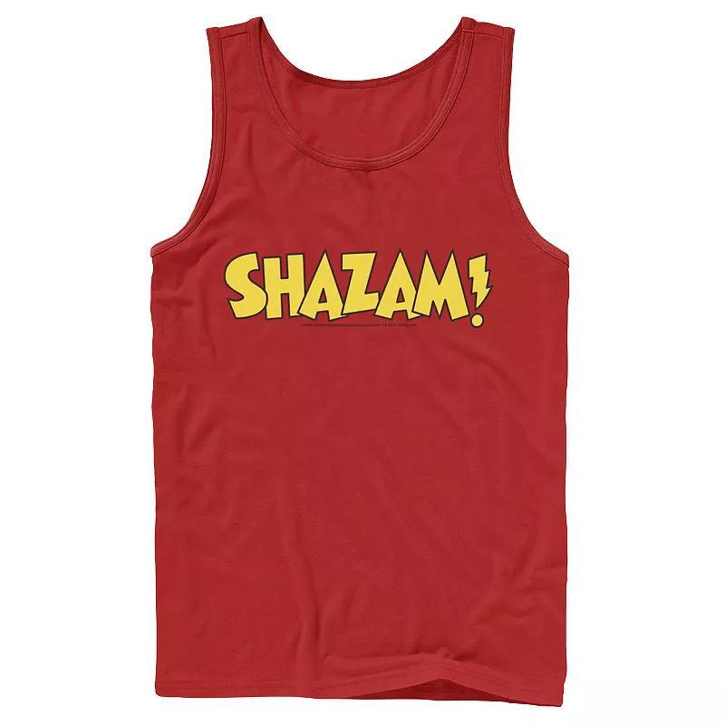 Mens DC Comics Shazam Bold Text Logo Tank Top Grey Product Image