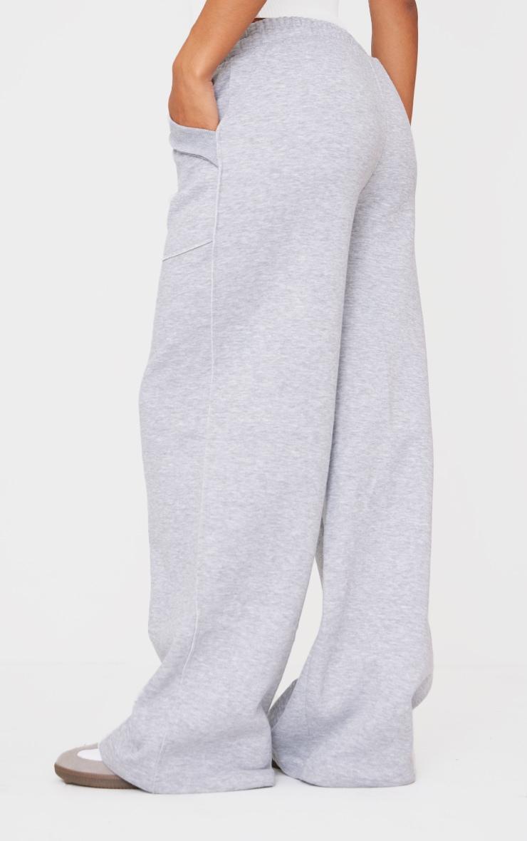 Grey Marl Exposed Seam Detail Wide Leg Sweatpants Product Image