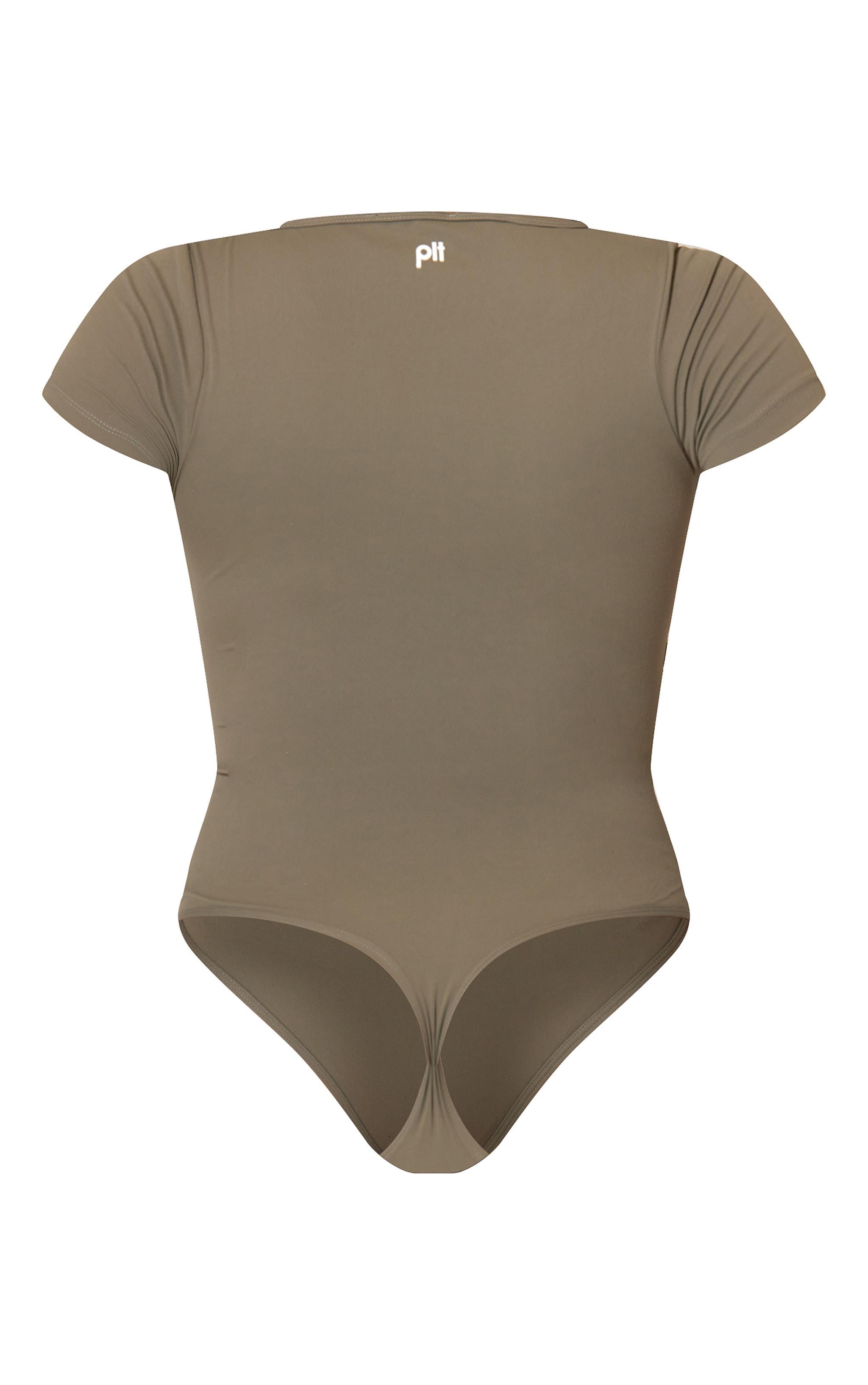  Olive Sculpt Gathered Short Sleeve Bodysuit Product Image