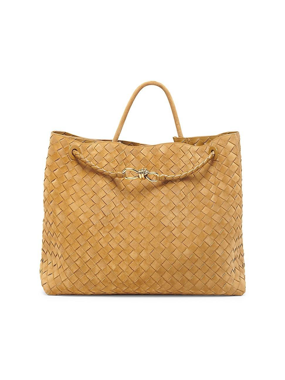 Bottega Veneta Andiamo Suede Large Woven Shoulder Bag Product Image