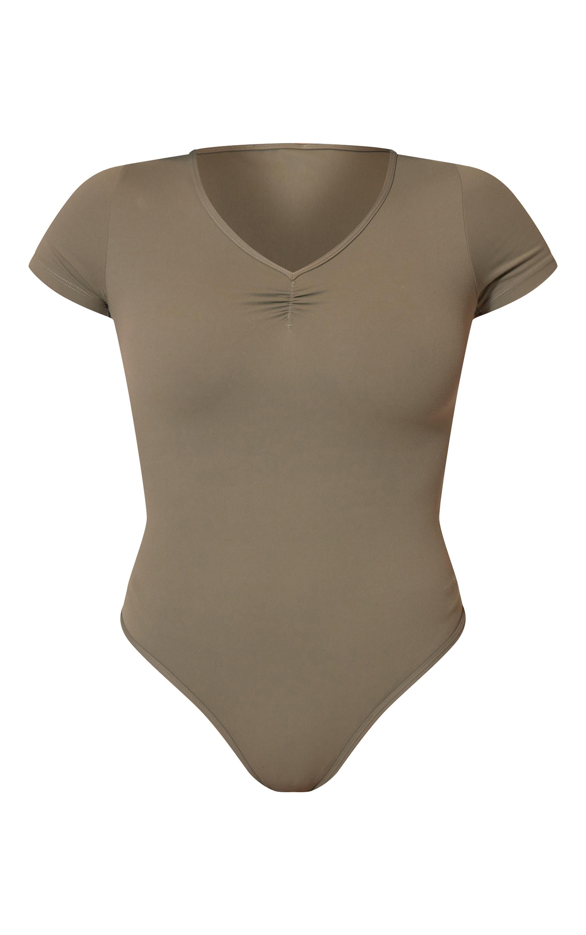  Olive Sculpt Gathered Short Sleeve Bodysuit Product Image