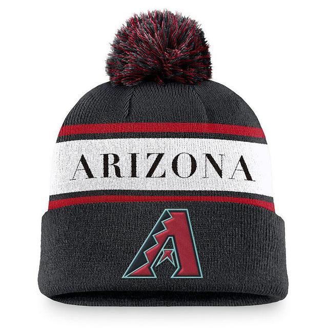 Mens Nike Arizona Diamondbacks Team Stripe Peak Cuffed Knit Hat with Pom Product Image