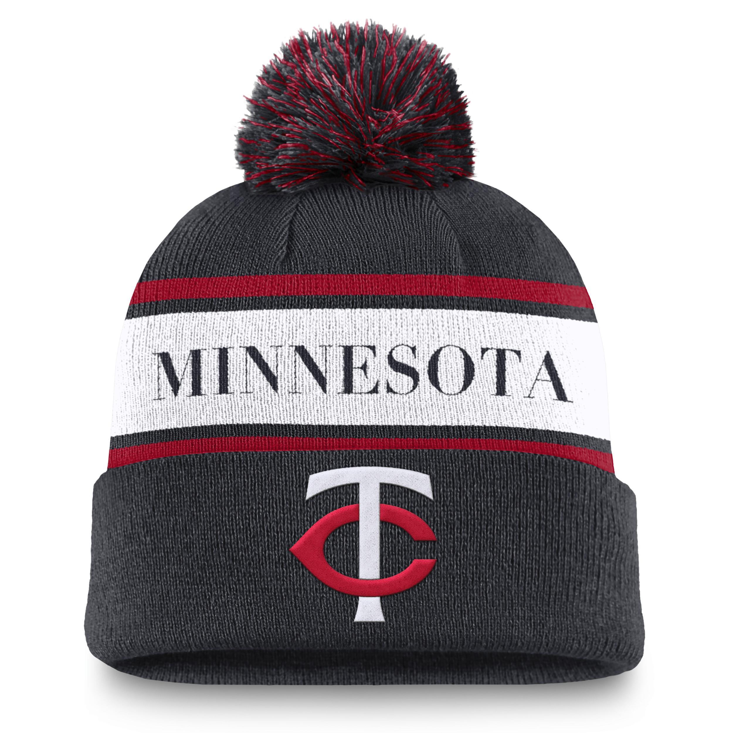 Minnesota Twins Team Stripe Peak Nike Mens MLB Cuffed Pom Beanie Product Image